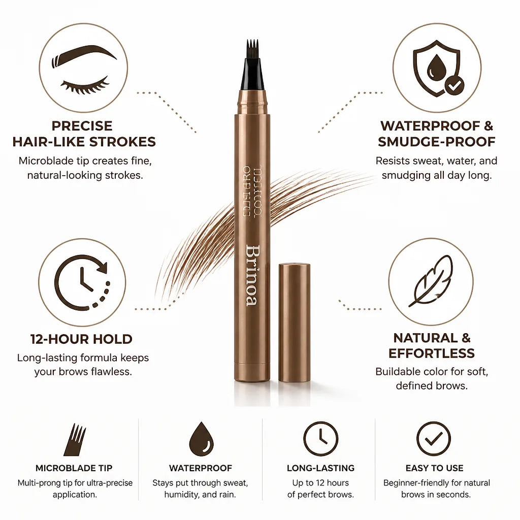 Brow Pencil Fine Tip Hair-Like Strokes Waterproof & Smudge-Proof