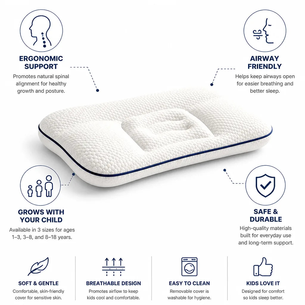 Children's Posture Pillow Ergonomic Neck & Spine Support Ages 1–18