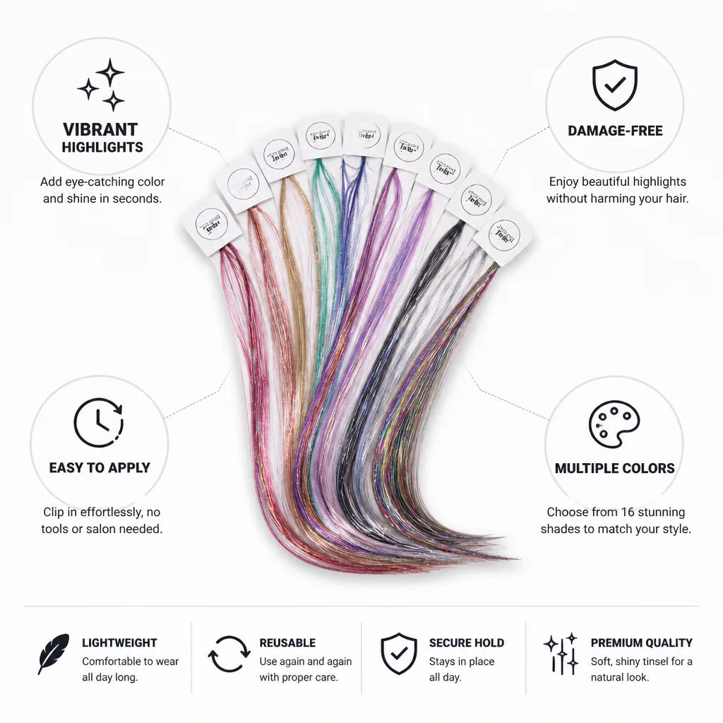 Clip-In Hair Highlights Damage-Free Assorted Colors