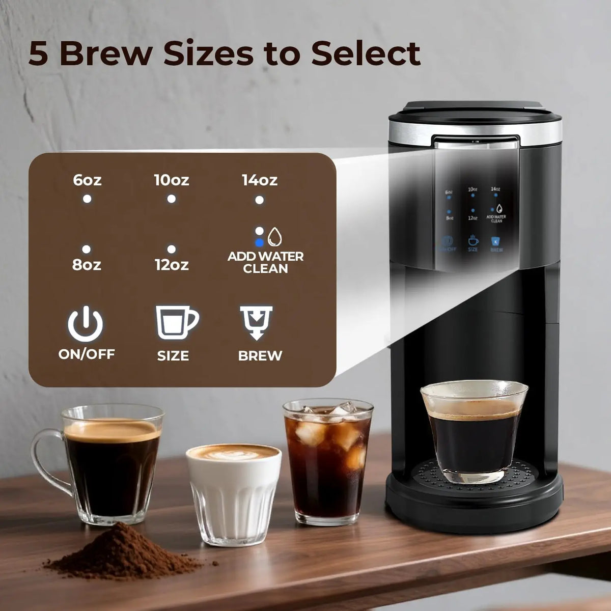 Coffee Maker Dual Brew Pods & Ground 40oz Tank