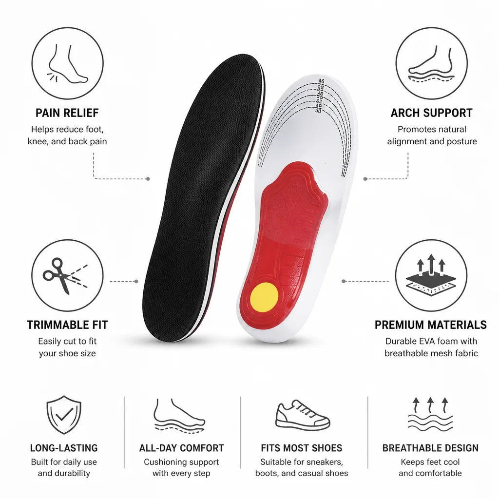Comfort Insoles Posture-Correcting Trimmable EVA Foam