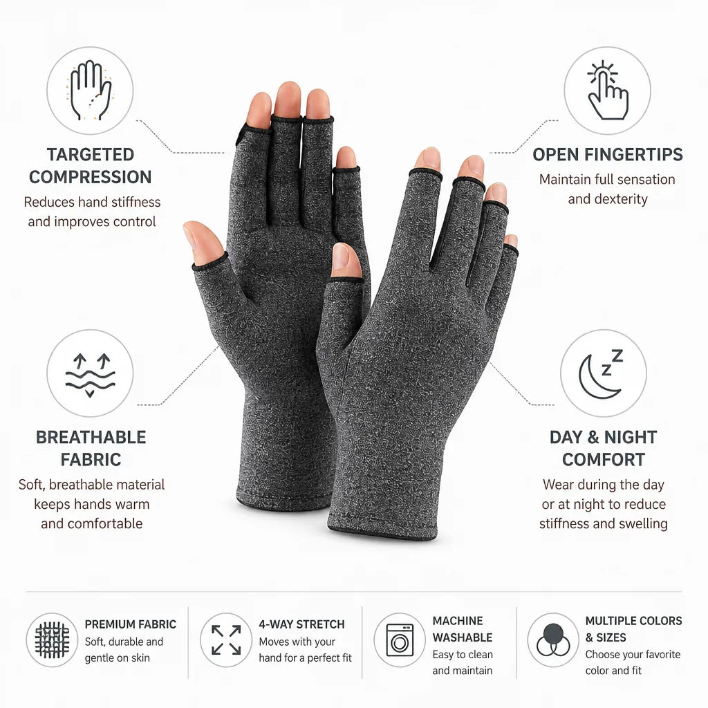 Compression Gloves Fingerless Targeted Wrist & Palm Support