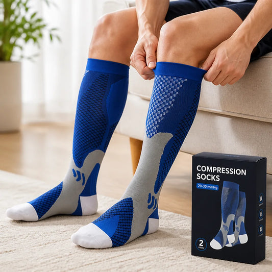 Compression Socks Breathable Graduated 20-30 mmHg Pack of 2