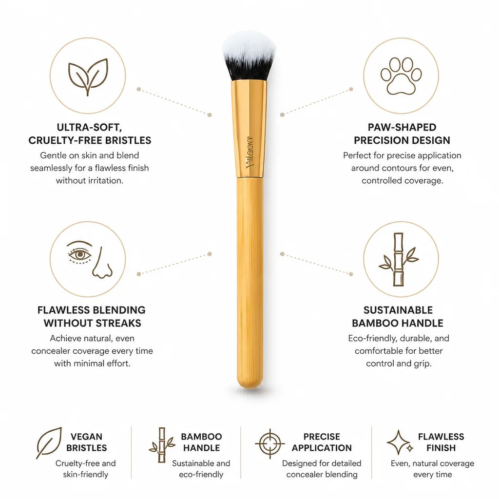 Concealer Brush Paw-Shaped Precision Bamboo Handle & Vegan Bristles