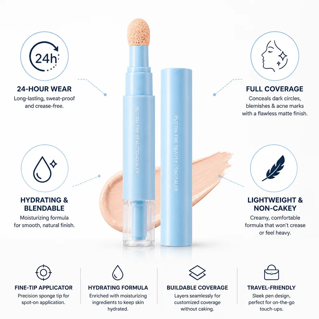 Concealer Pen Hydrating 24-Hour Full Coverage Fine-Tip Applicator