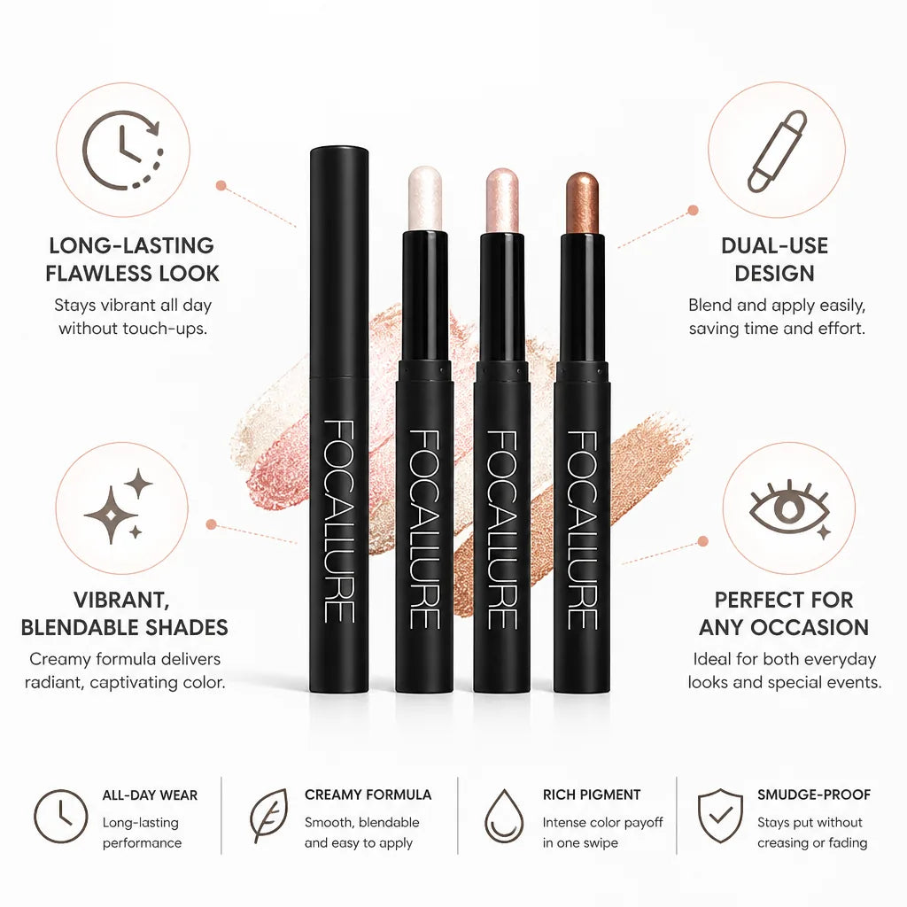 Cream Eyeshadow Stick Blendable & Long-Lasting 24 Shades