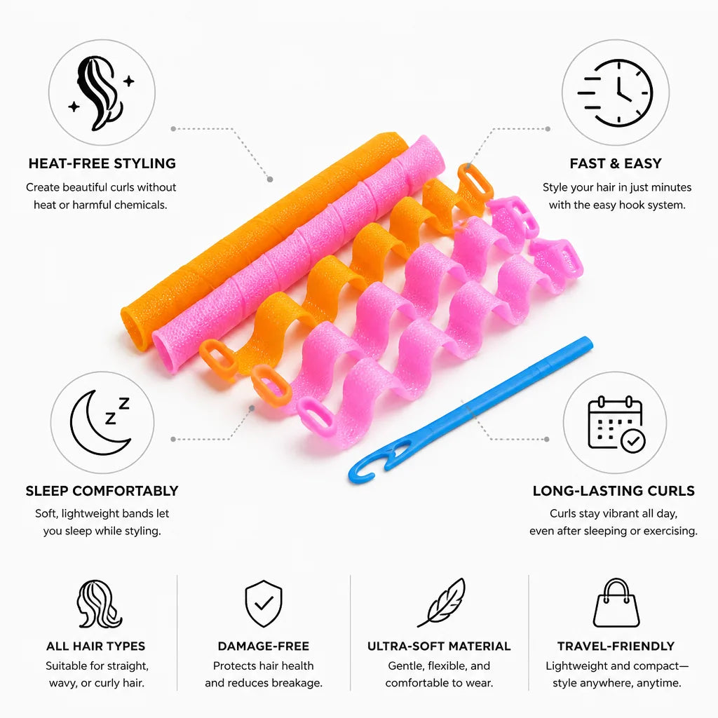 Curl Set Heat-Free Soft Bands & Hook
