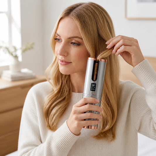 Curling Iron Cordless USB-C Rechargeable LCD Ceramic Barrel