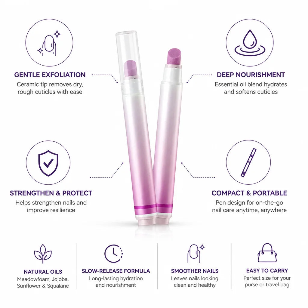 Cuticle Pen 3-in-1 Ceramic Exfoliating Tip & Nourishing Oils