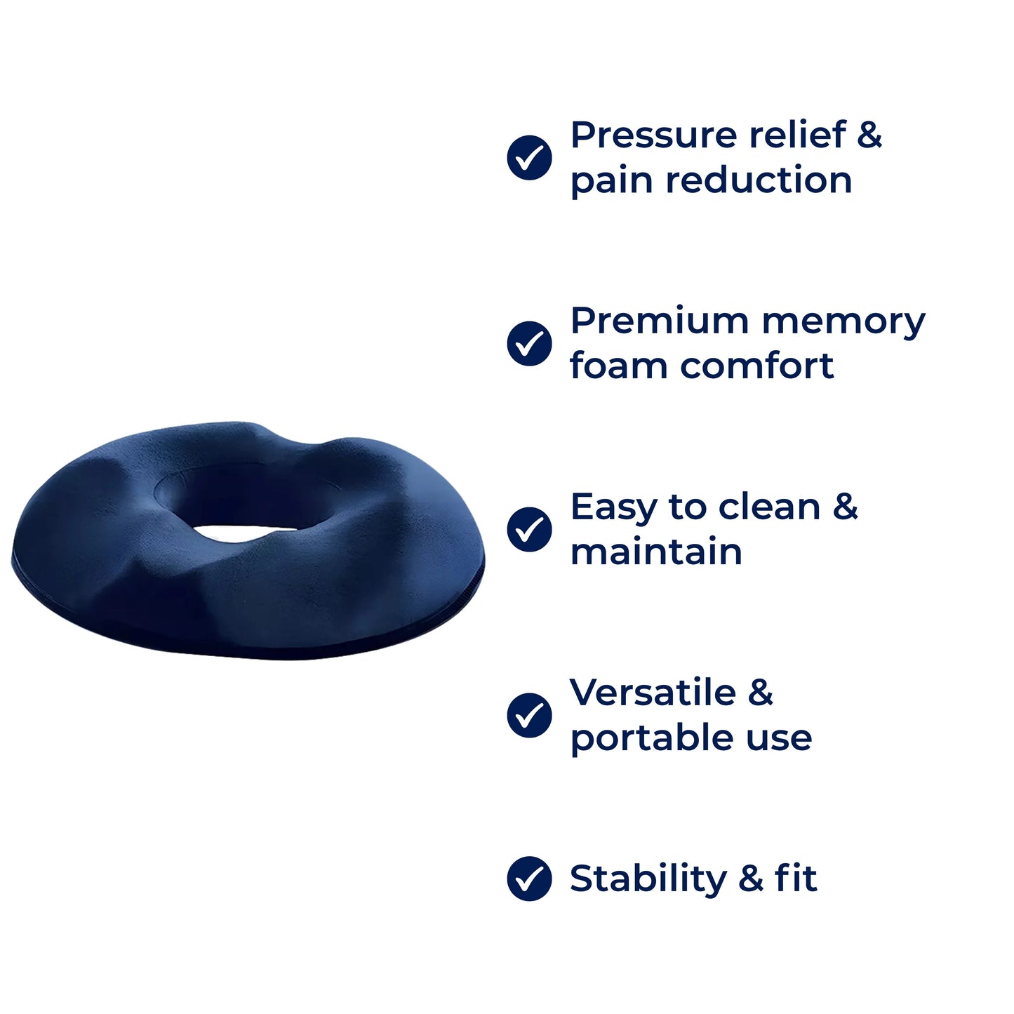 Donut Seat Cushion Memory Foam Tailbone Relief Washable Cover