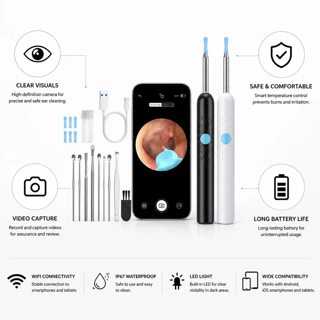 Ear Cleaner Camera Video Capture Long Battery