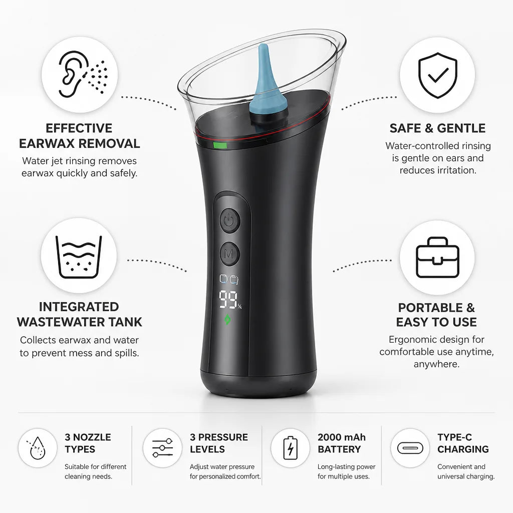 Ear Cleaner Water-Jet Rinse Integrated Wastewater Tank