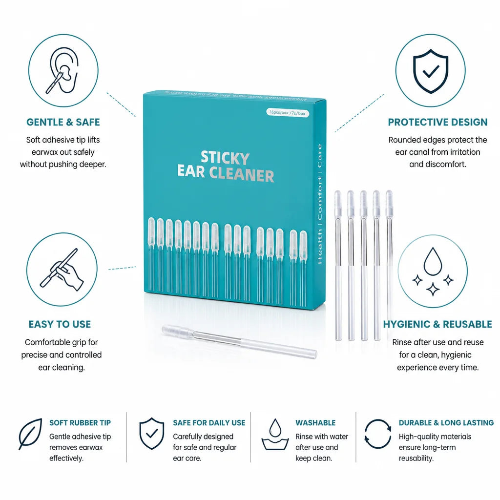 Ear Cleaning Stick Soft Adhesive Tip Reusable