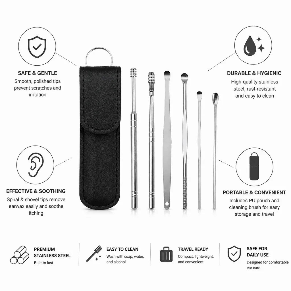 Earwax Removal Kit Stainless Steel Spiral & Shovel