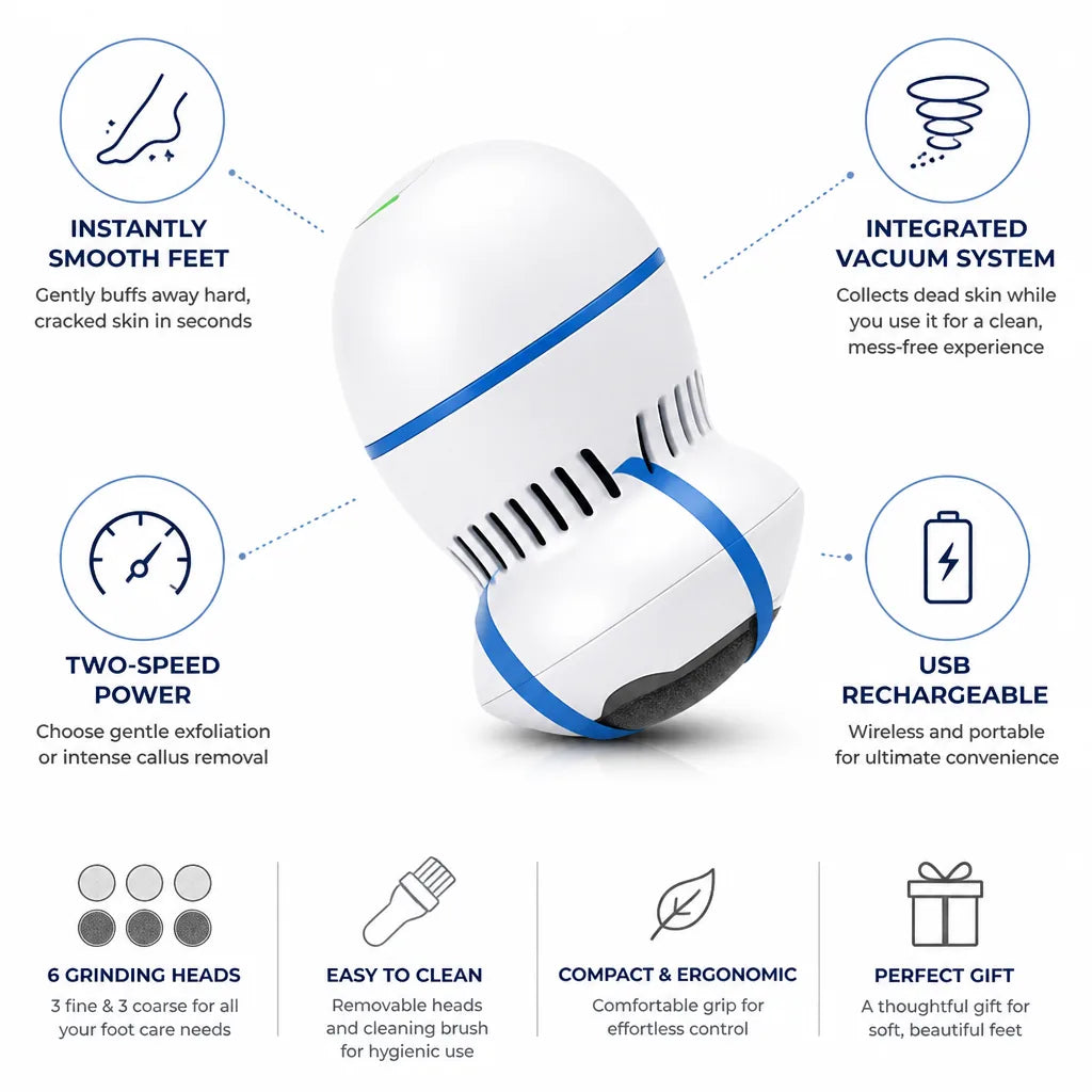 Electric Callus Remover Micro-Abrasion Integrated Vacuum USB Rechargeable