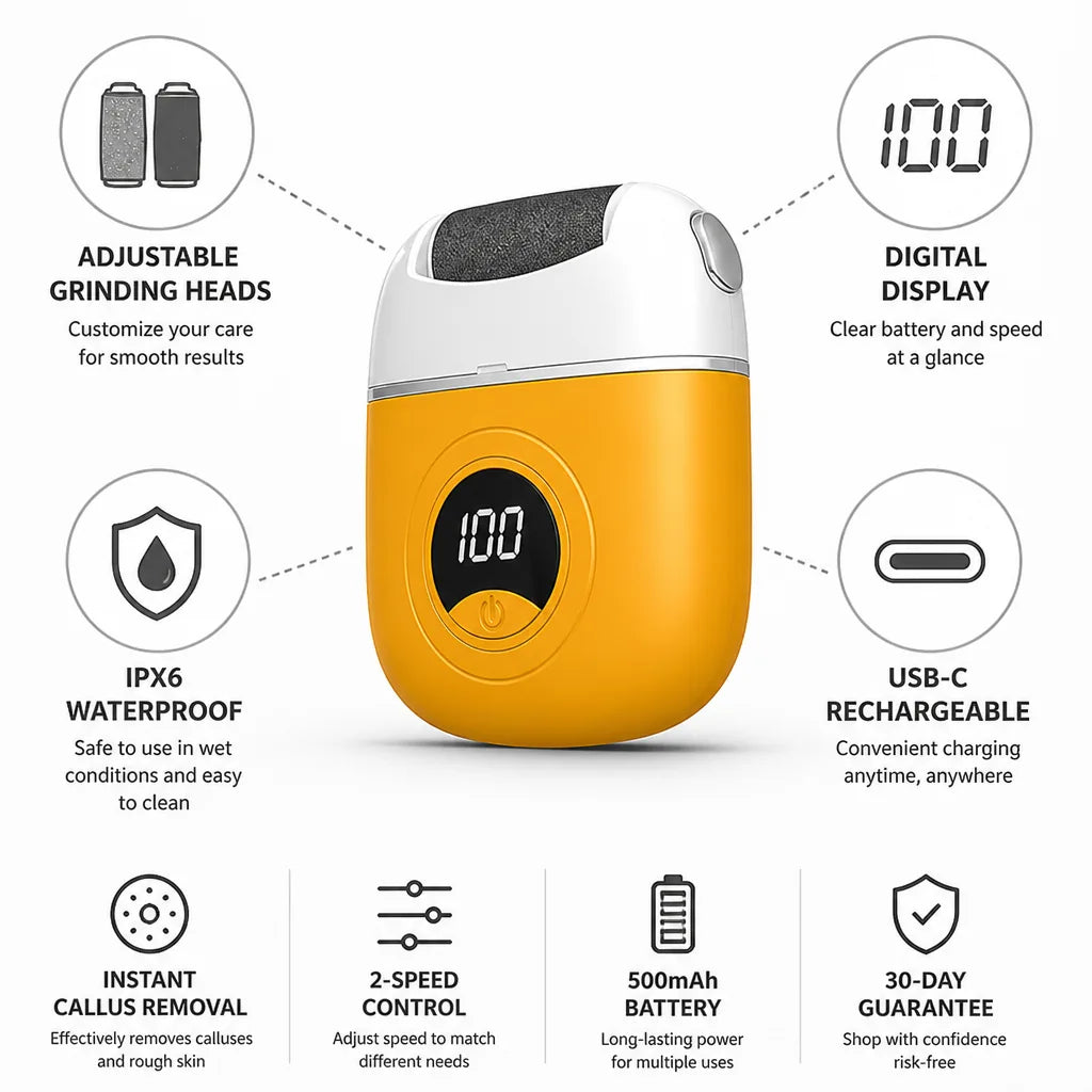 Electric Callus Remover USB-C Rechargeable Adjustable Heads