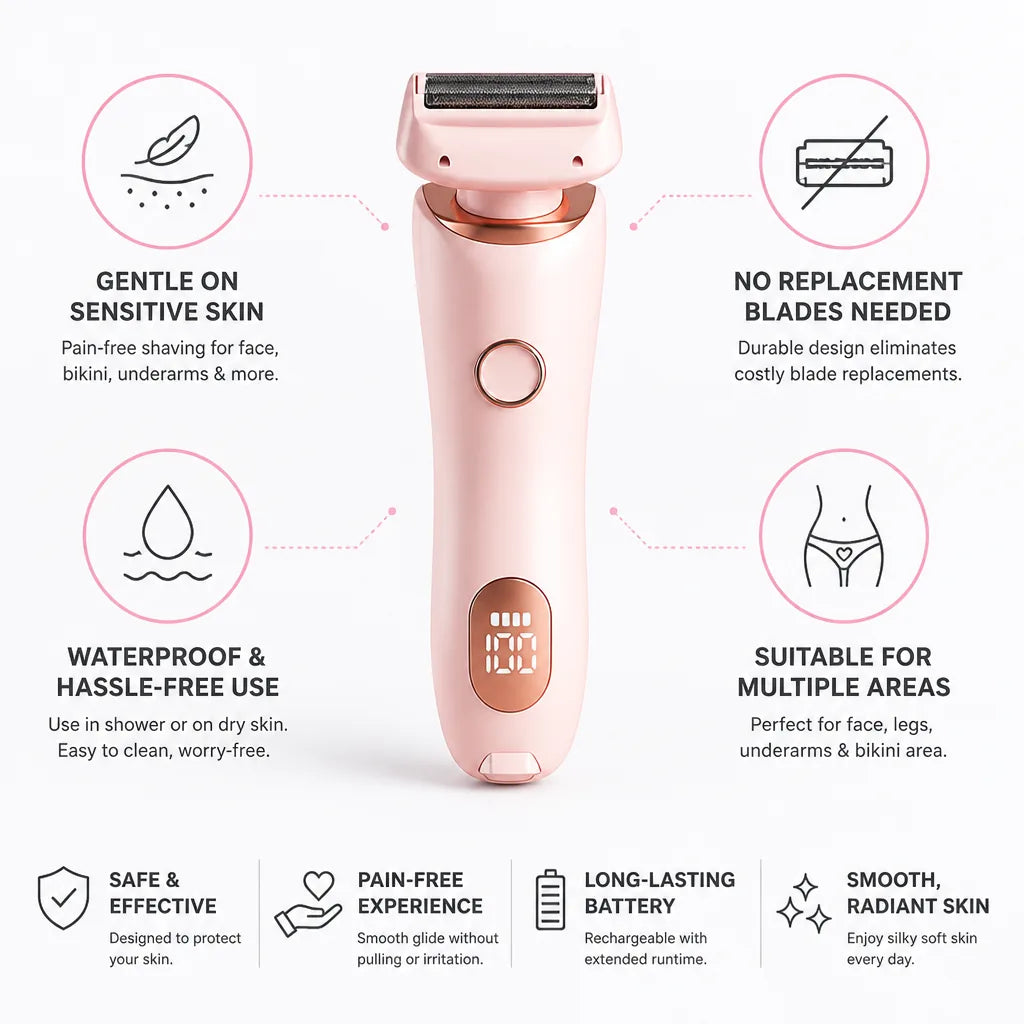 Electric Facial & Body Hair Remover Gentle Waterproof