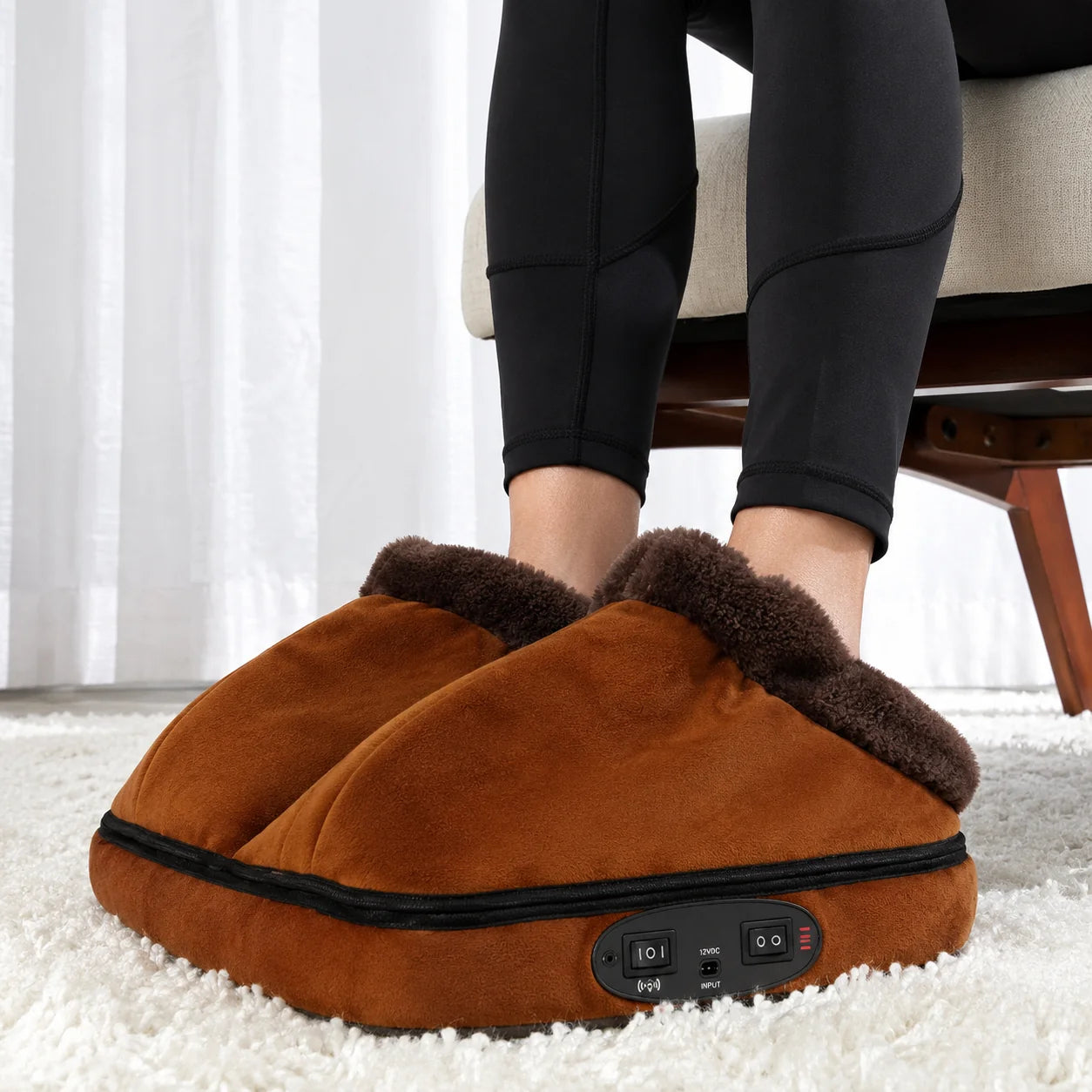 Electric Foot Massager Heated & Vibrating Fleece Lined