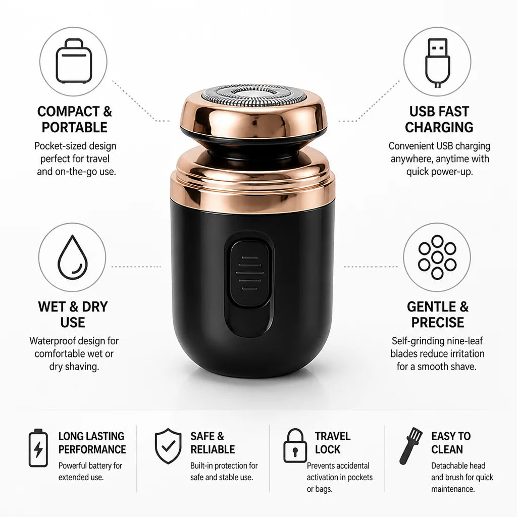 Electric Shaver Portable USB Rechargeable Wet & Dry