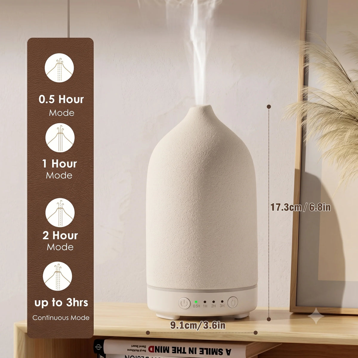 Essential Oil Diffuser Ultrasonic Ceramic 500 Sq Ft Coverage