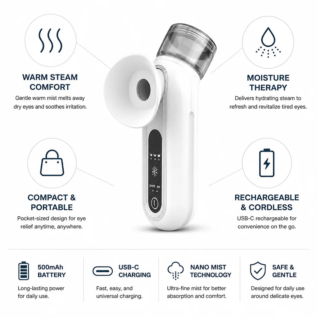 Eye Steam Mask Warm Steam & Moisture USB-C Rechargeable