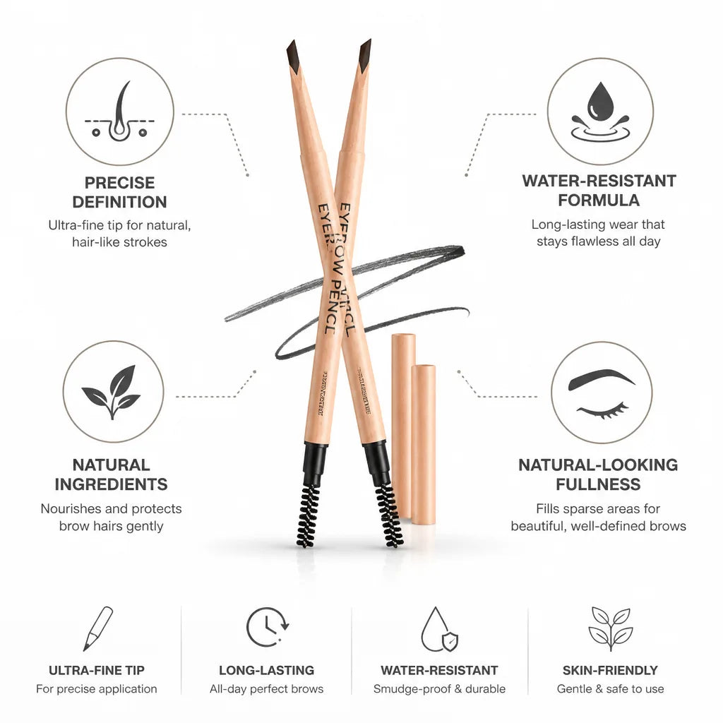 Eyebrow Pencil Set Ultra-Fine Tip Water-Resistant 2-Pack