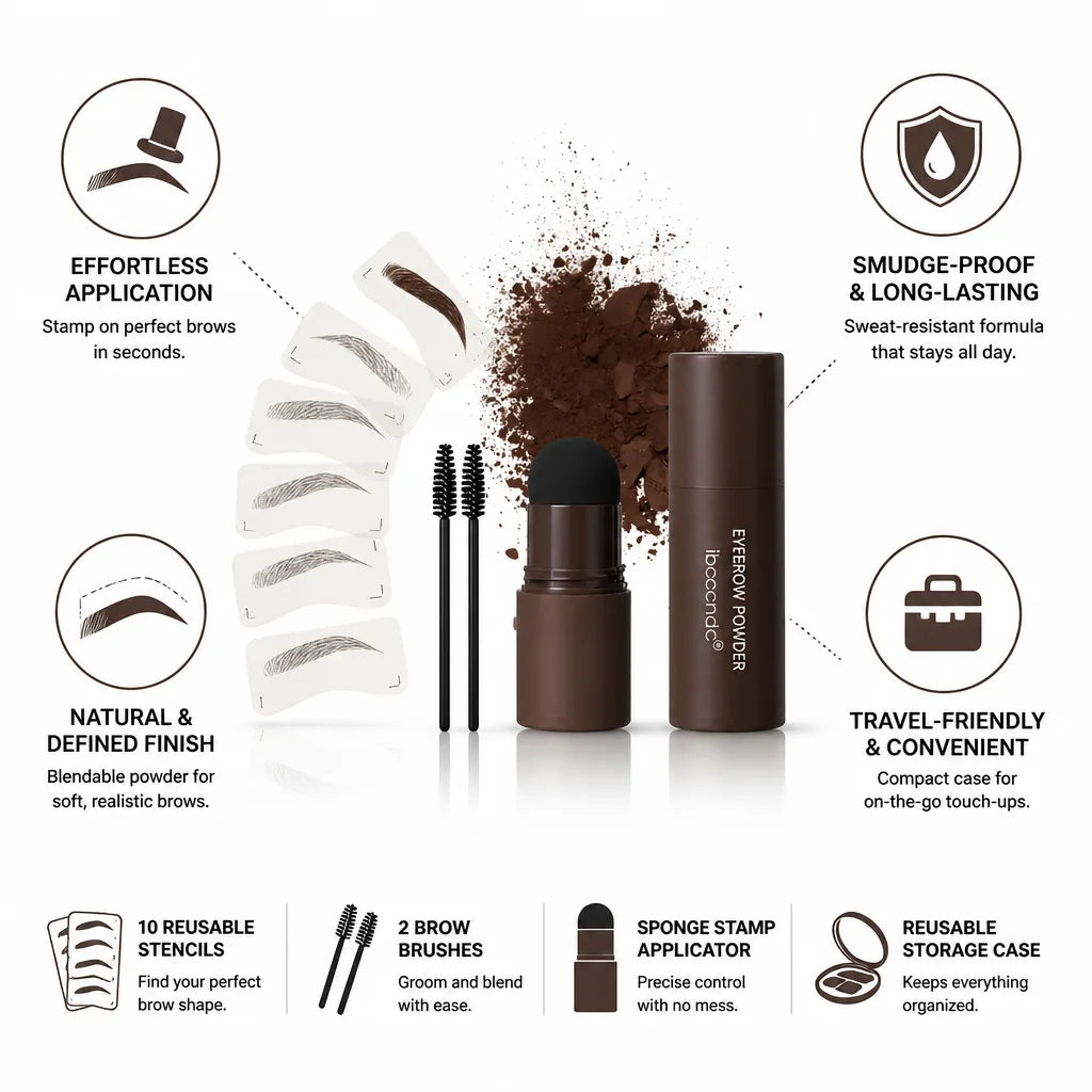 Eyebrow Stamp Kit Smudge-Proof Powder Ten Reusable Stencils
