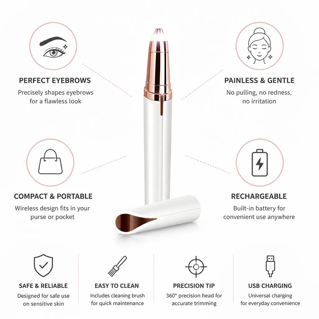 Eyebrow Trimmer Painless Wireless Rechargeable