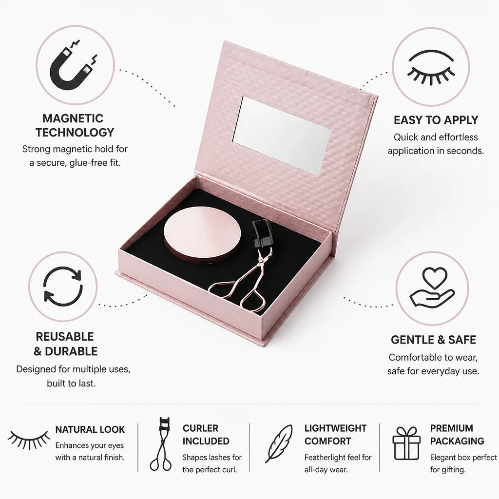 Eyelash Set Magnetic Reusable Curler Included