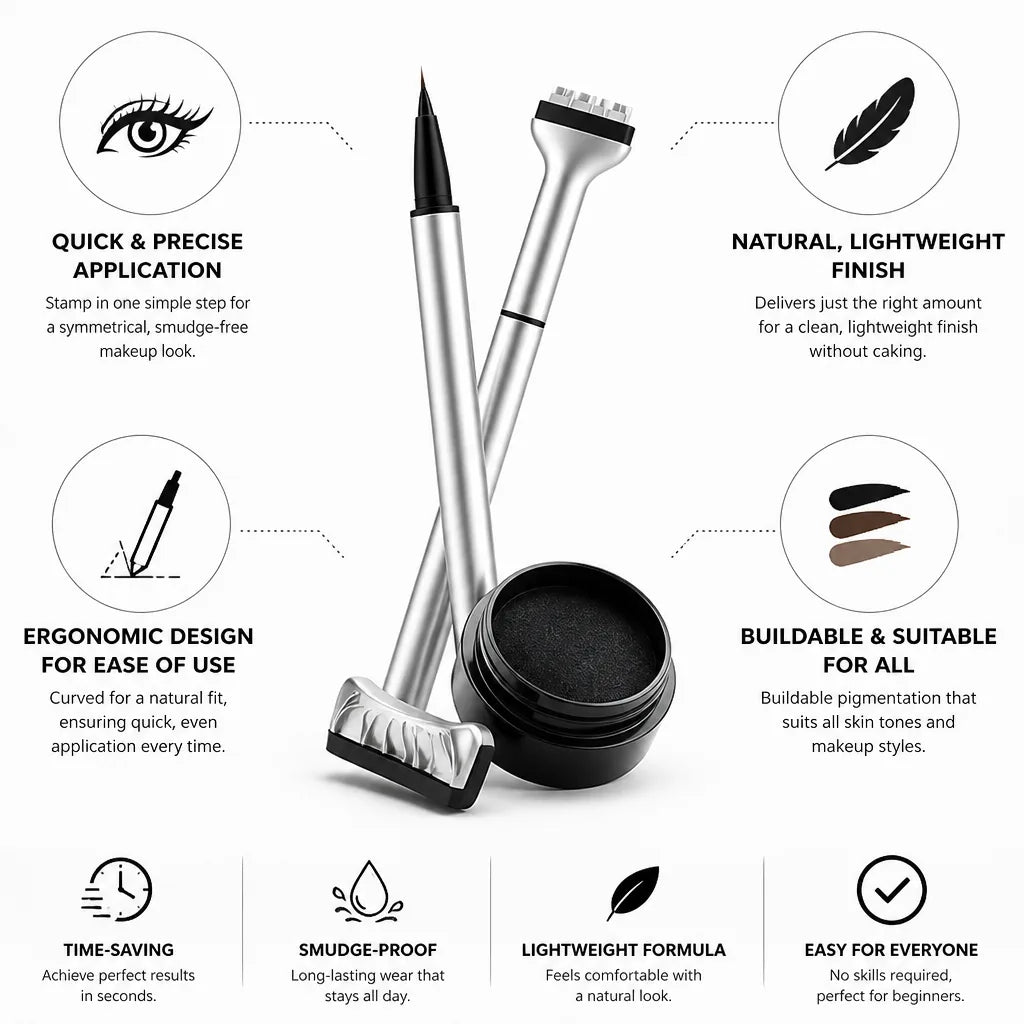 Eyeliner Stamp Set Dual Ergonomic Pens Smudge-Free Finish