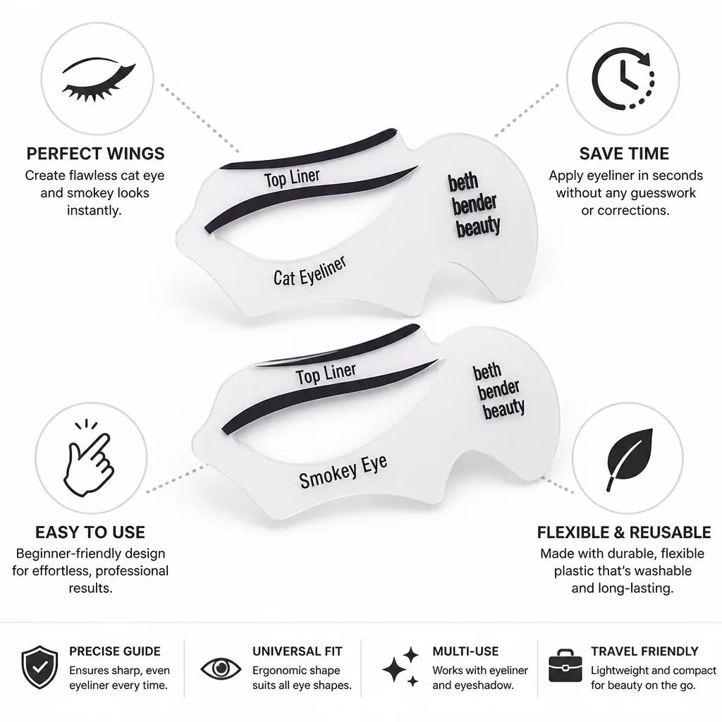 Eyeliner Stencil Flexible Reusable Cat Eye & Smoky Templates