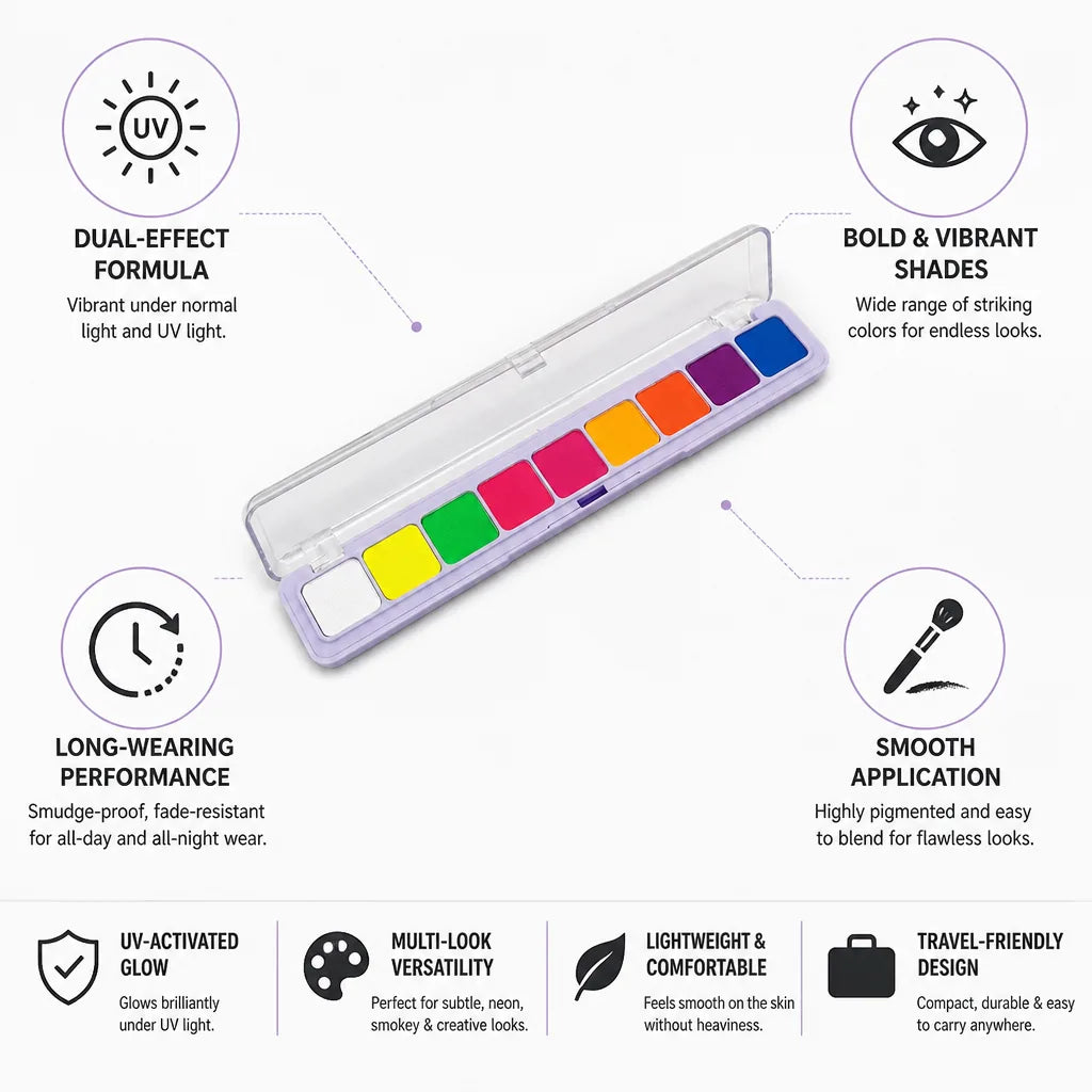 Eyeshadow Palette UV-Activated Glow & Long-Wear