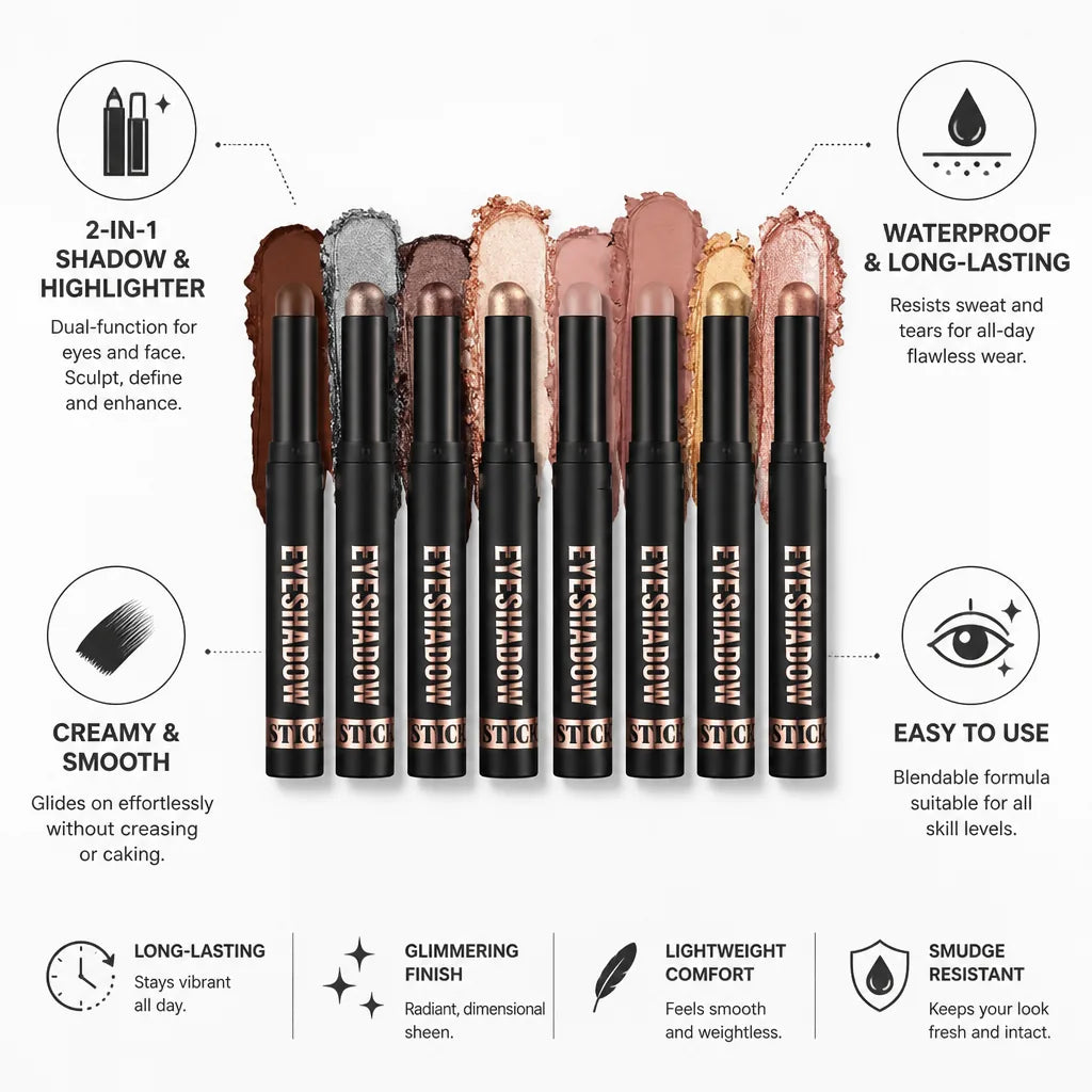 Eyeshadow Stick 2-In-1 Shadow & Highlighter Waterproof Long-Lasting