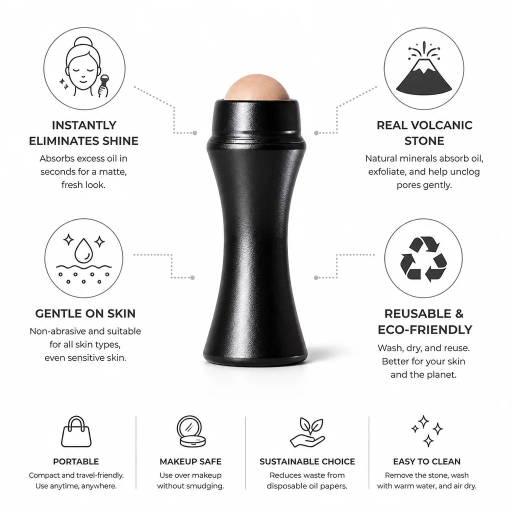 Face Oil Absorbing Roller Volcanic Stone Reusable