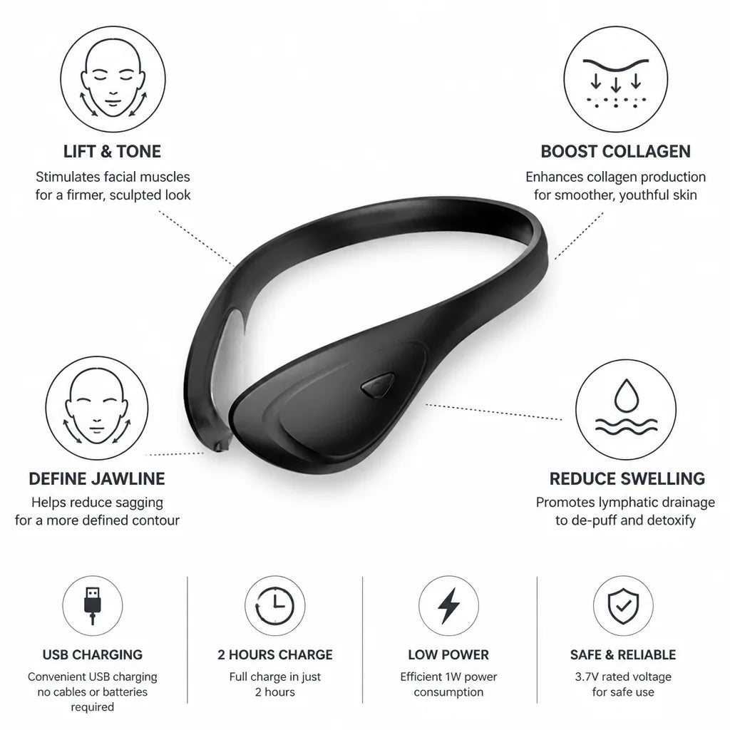 Facial Lifting Device Microcurrent Jawline Sculpting USB Rechargeable