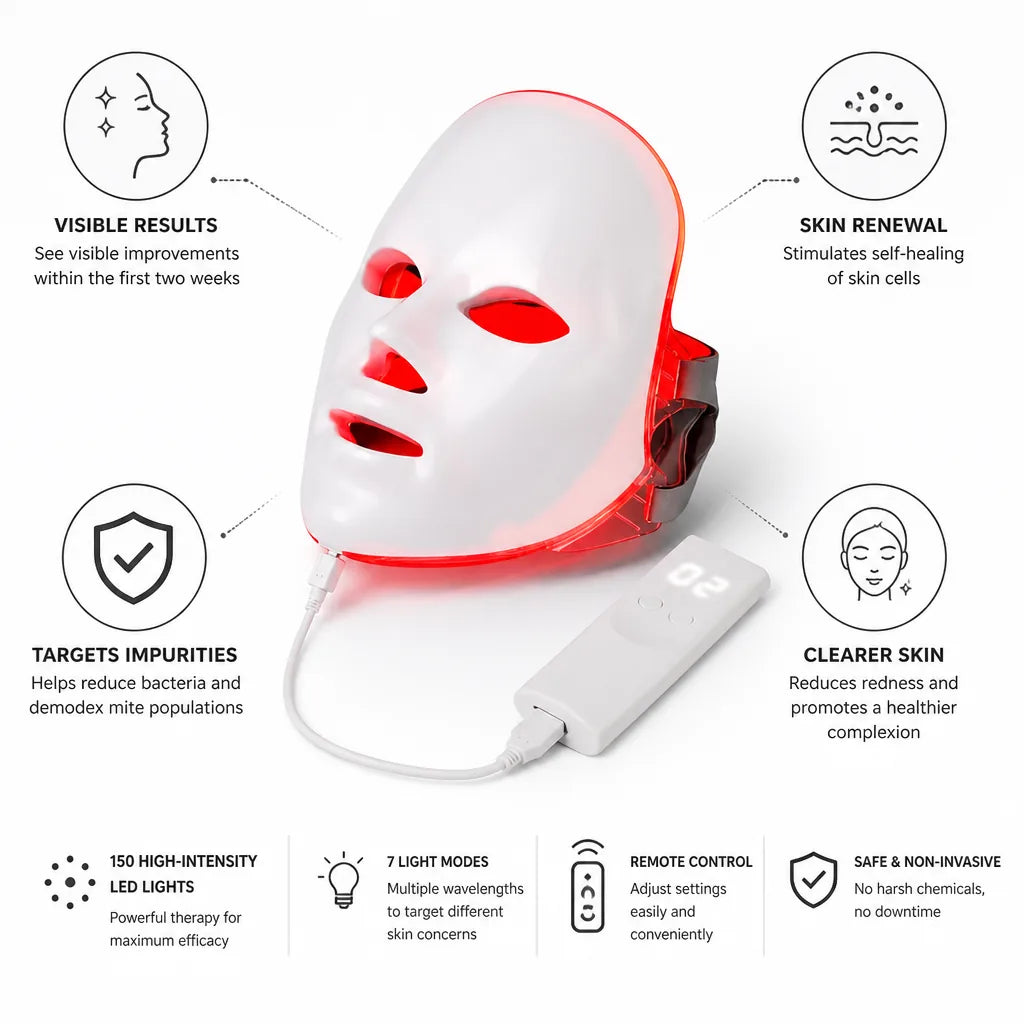 Facial Mask 150 High-Intensity LEDs Remote Control