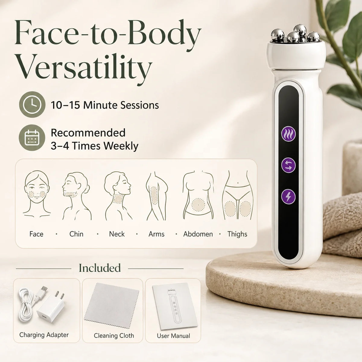 Facial Roller 3-In-1 RF & EMS Auto-Rotating