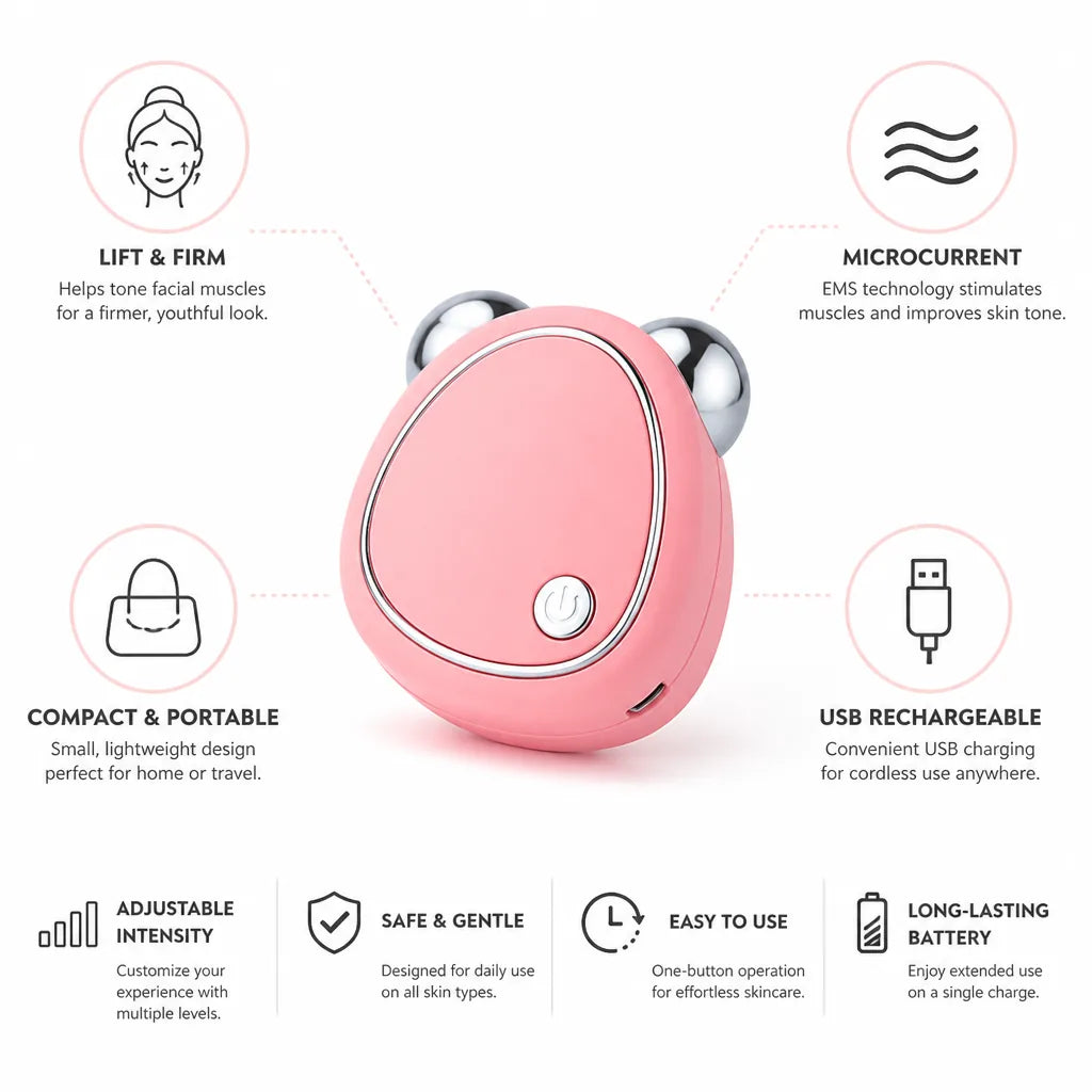 Facial Toning Device Dual-Head Microcurrent USB Rechargeable