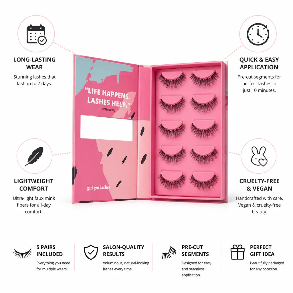 False Eyelash Kit Pre-Cut Faux Mink 5 Pairs