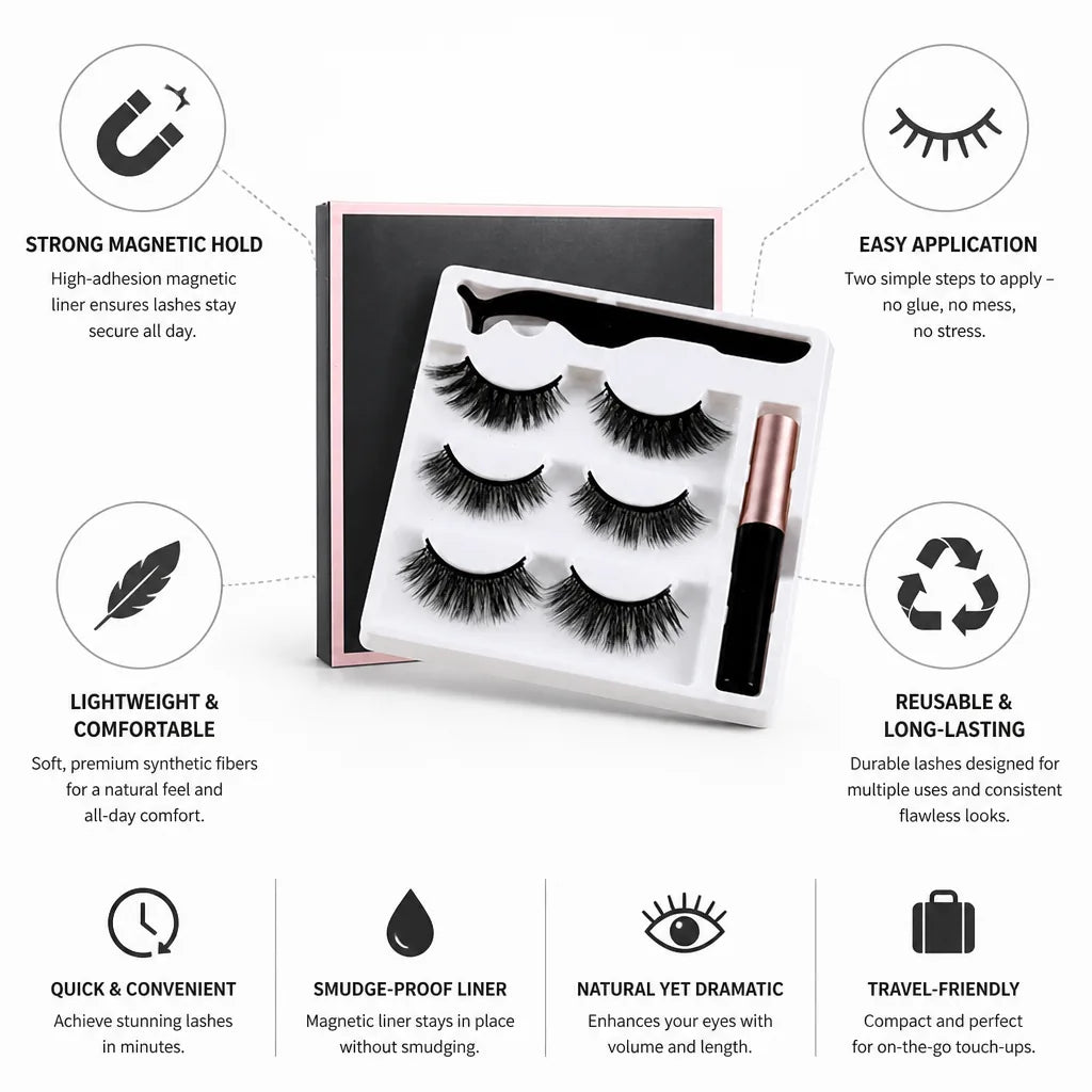 False Eyelashes Magnetic Liner Reusable & Lightweight