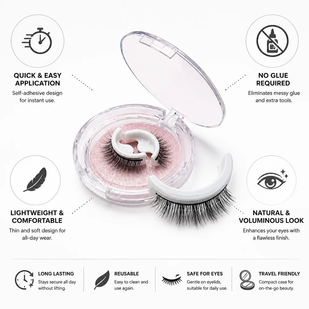 False Eyelashes Self-Adhesive Quick-Apply Natural & Voluminous