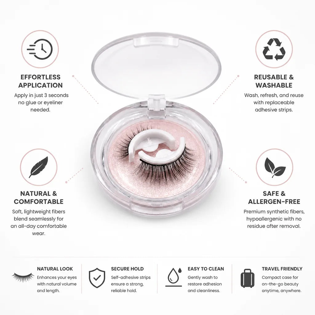 False Eyelashes Self-Adhesive Reusable Washable