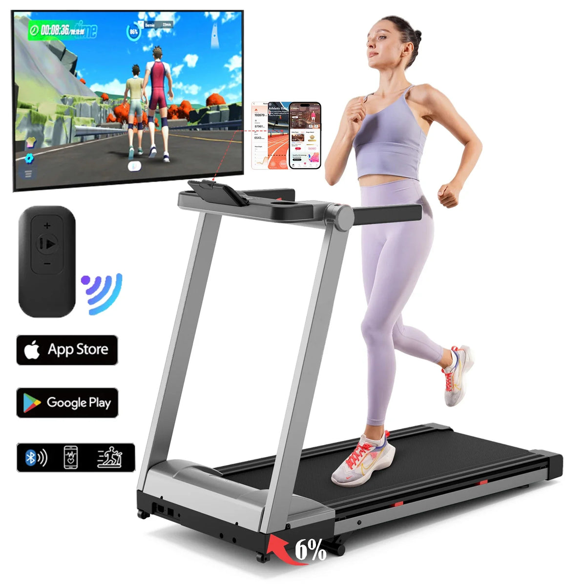 Foldable Treadmill 3.5HP Adjustable Incline