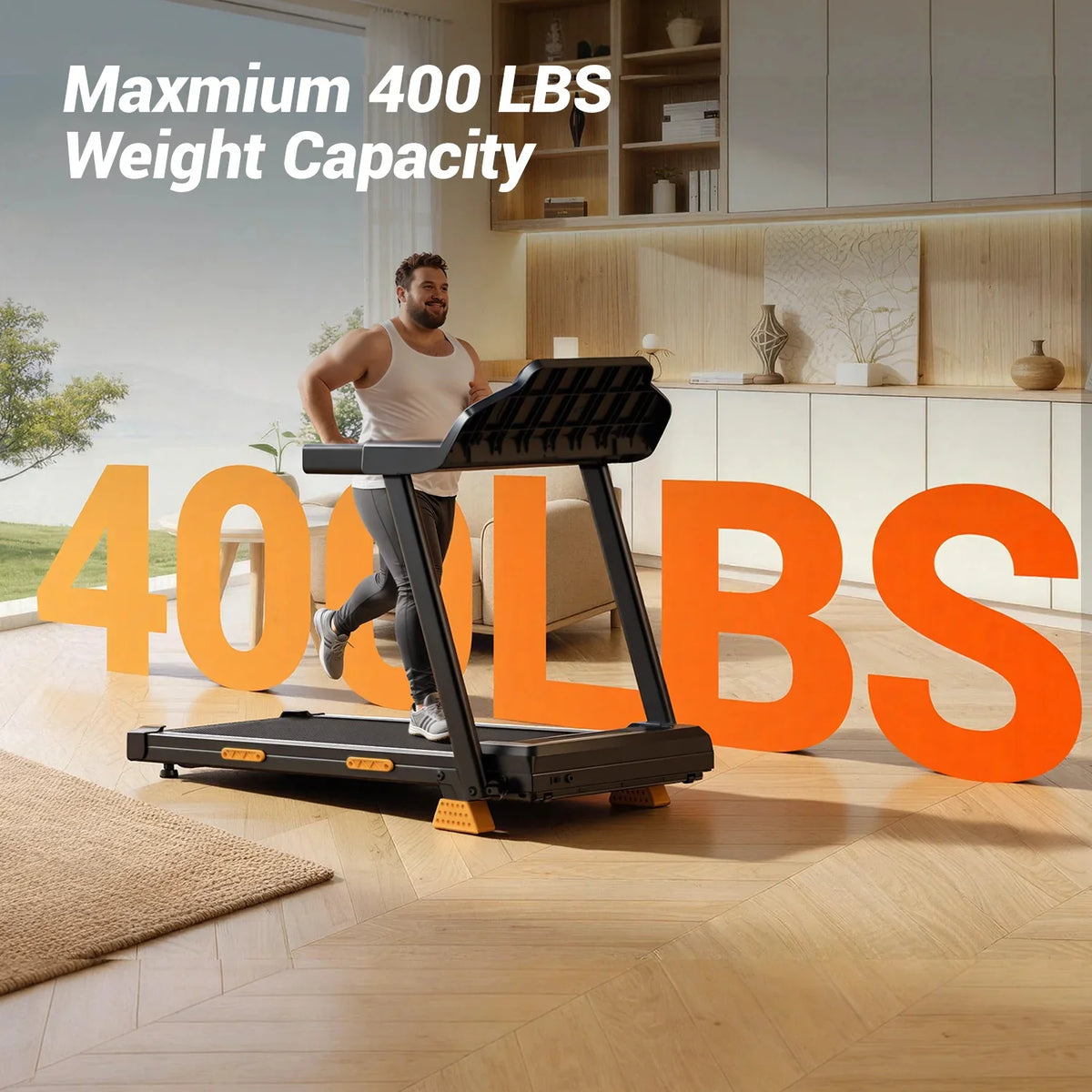 Foldable Treadmill Quiet Motor & 7-Layer Shock Absorption