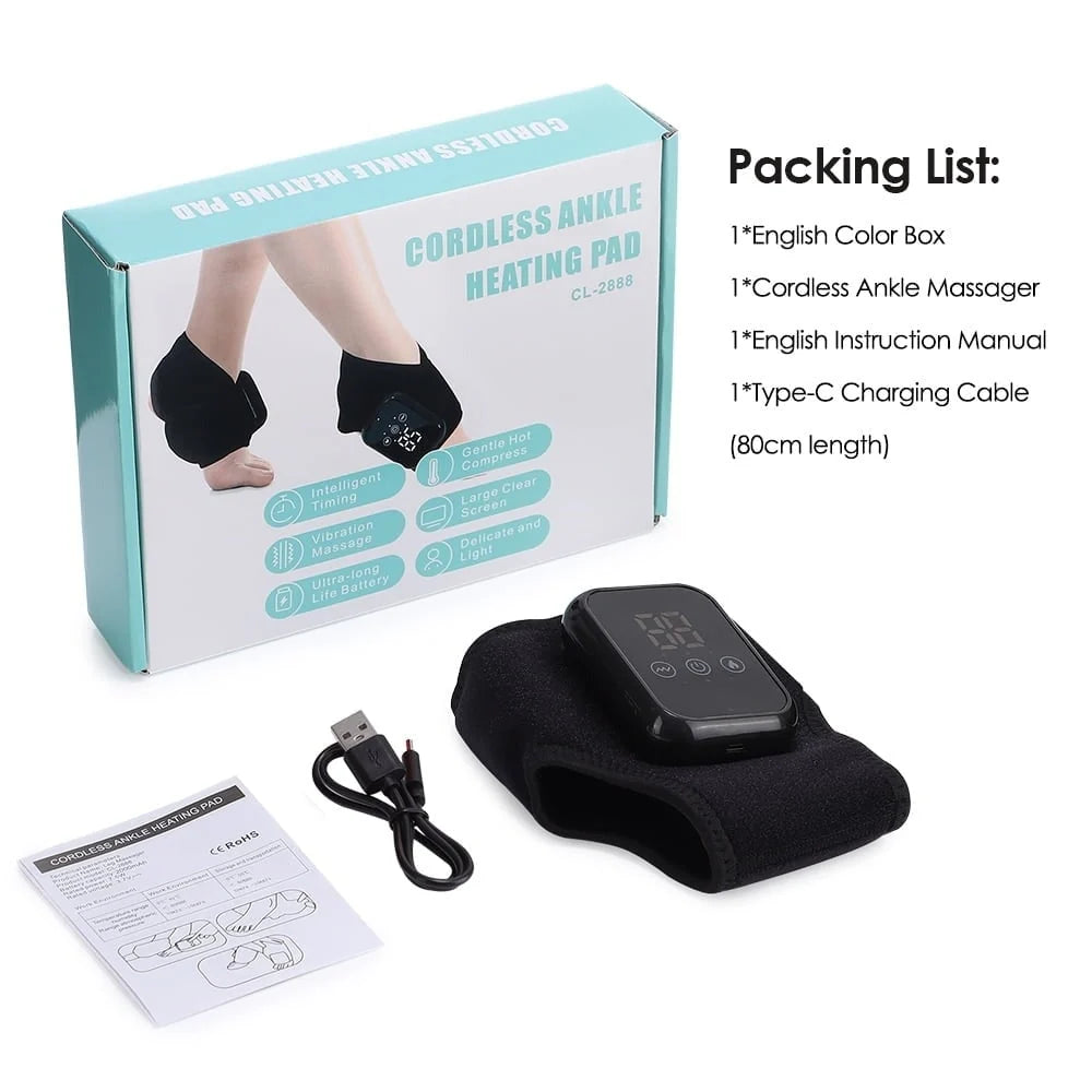 Foot & Ankle Massager Cordless Rechargeable Heat & Vibration