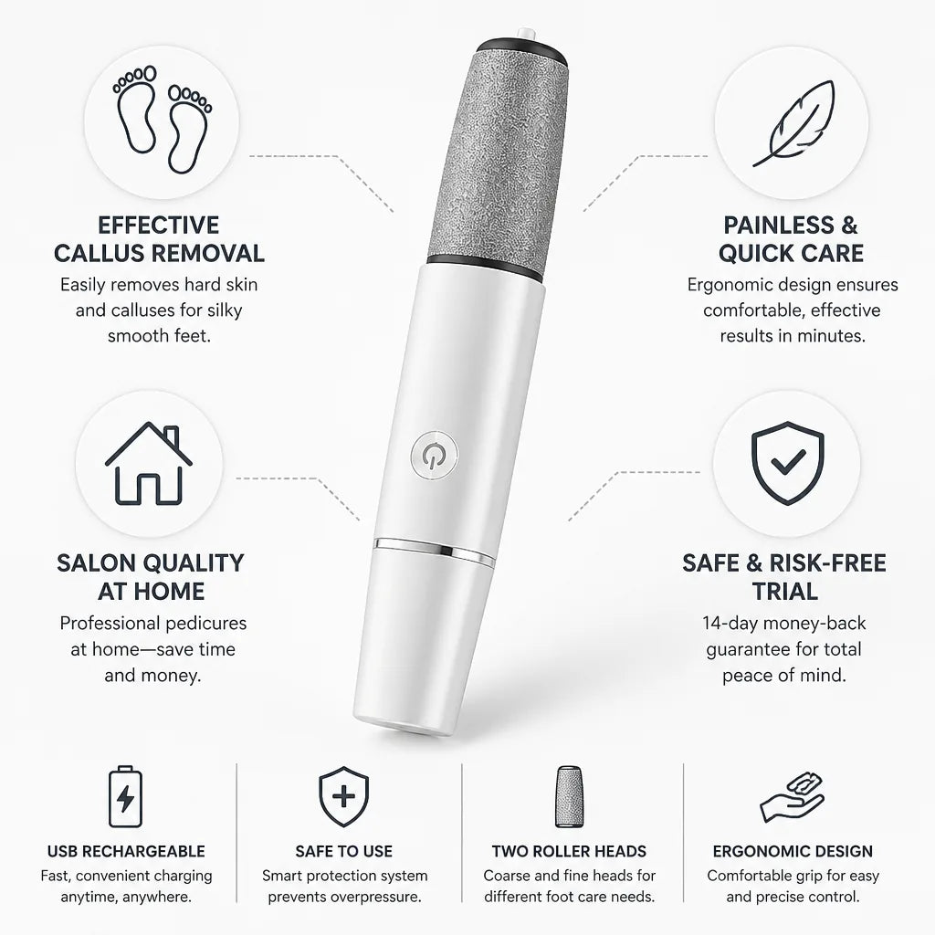 Foot Callus Remover Ergonomic USB Rechargeable
