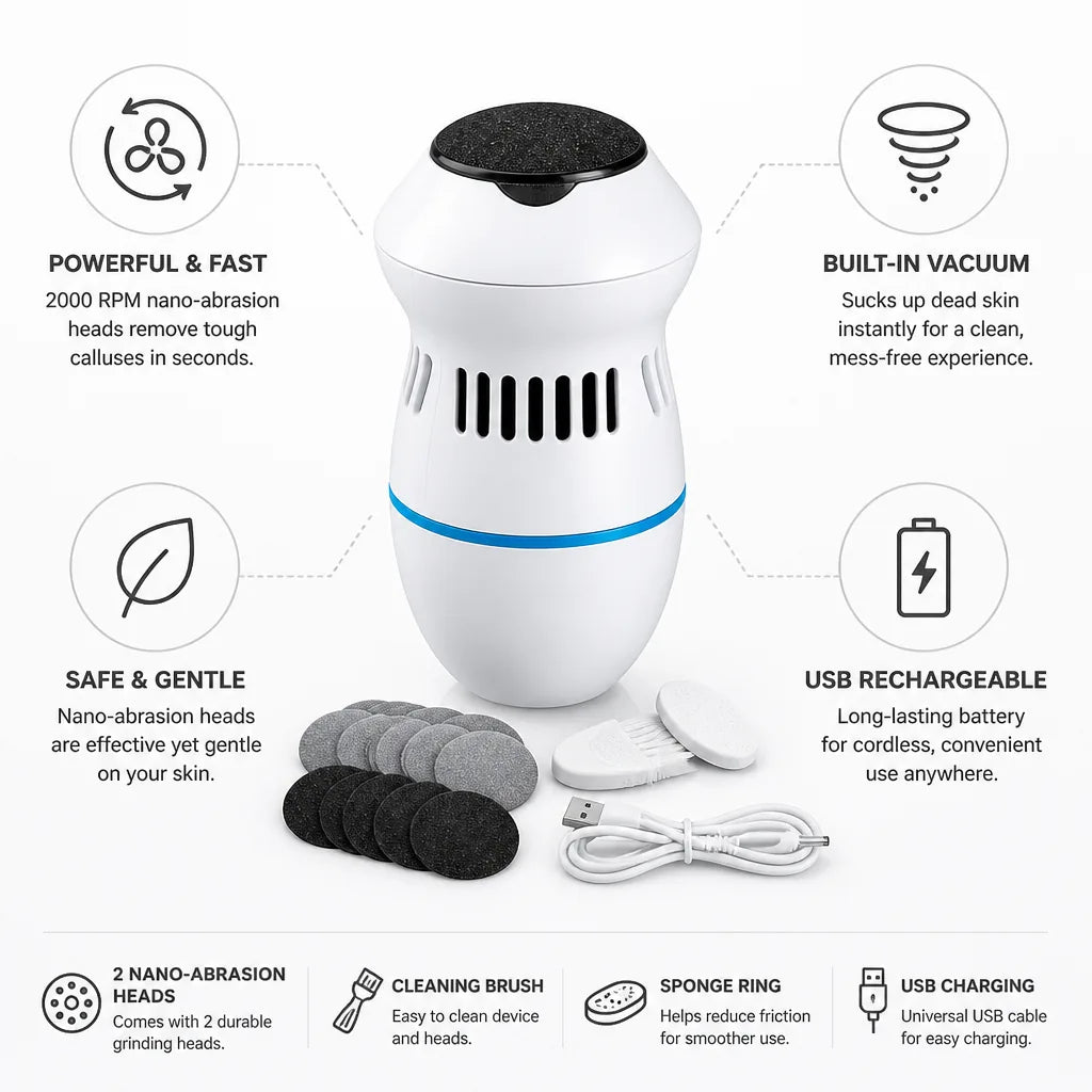 Foot Callus Remover Nano-Abrasion & Vacuum Suction USB Rechargeable