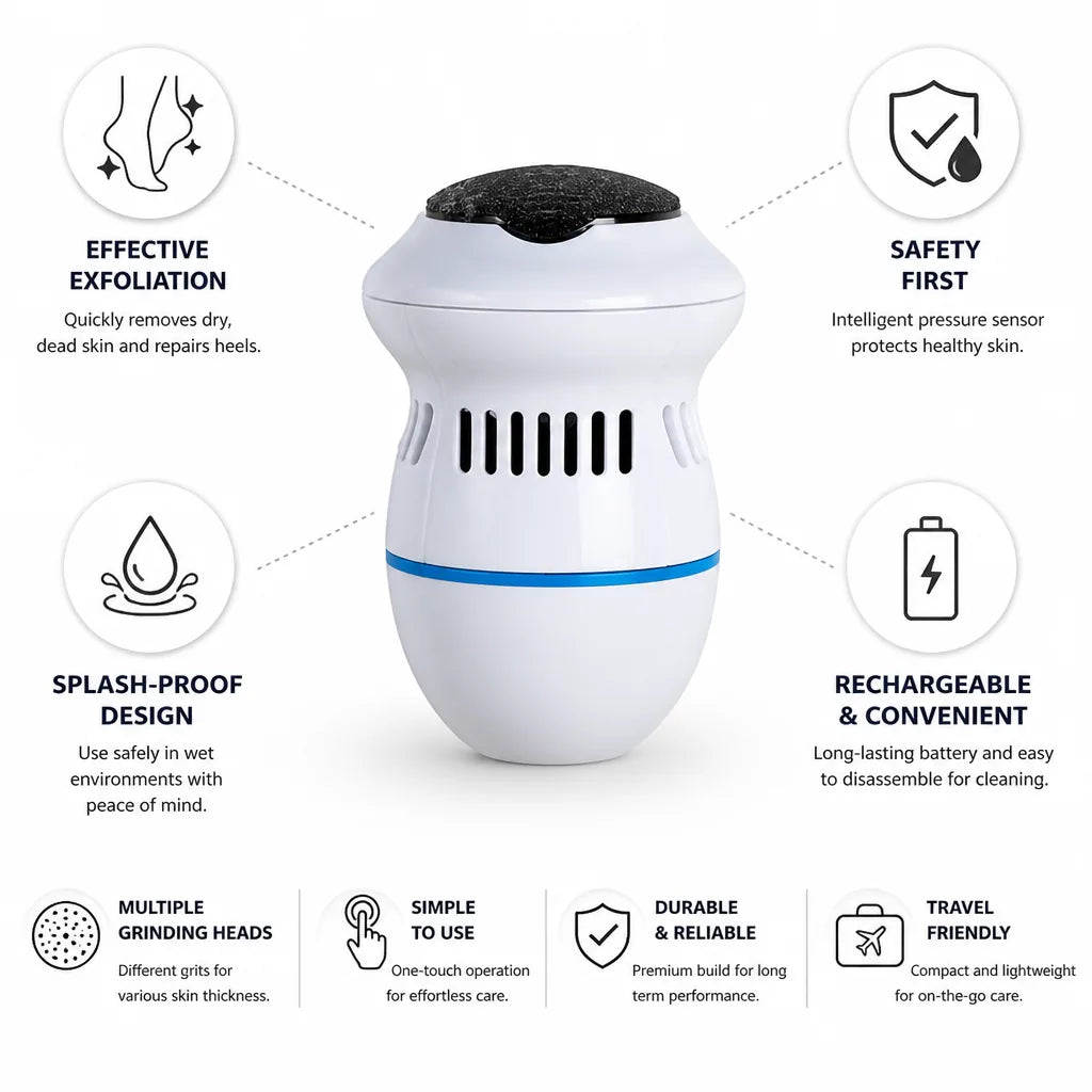 Foot Callus Remover Rechargeable & Splash-Proof Interchangeable Grinding Heads