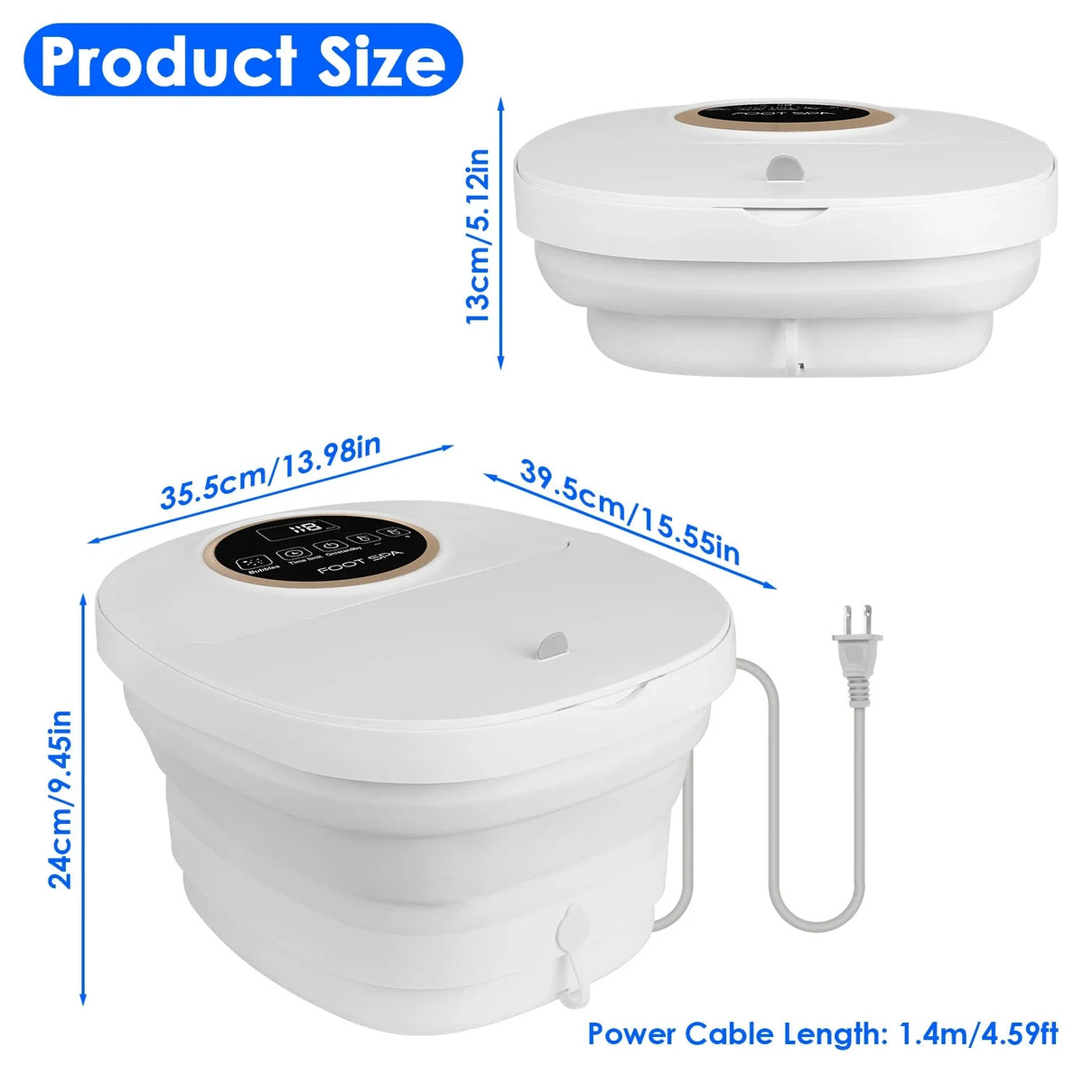 Foot Spa Collapsible Heated 11L Massage & Bubbles