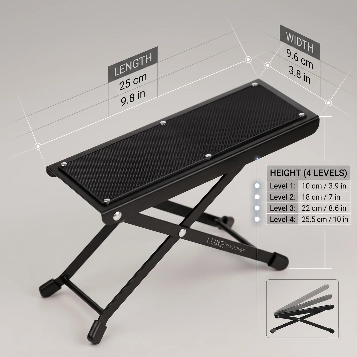 Footrest Platform Height-Adjustable Slip-Resistant Base